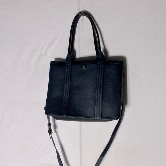 Aldo Black Faux Leather Square Tote Purse W Crossbody Strap - Picture 3 of 13